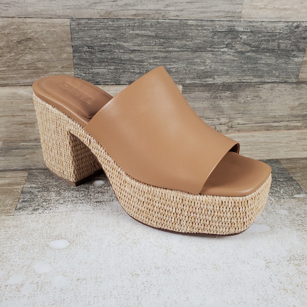 FARYL by Farylrobin Soring Womens Platform Sandal Sz 11 Camel Leather Slip On
